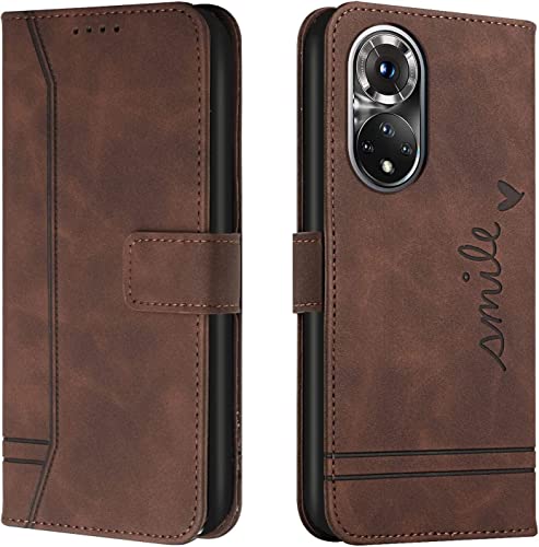 Étui portefeuille iPhone 13 Mini marron antichoc avec fentes cartes et support