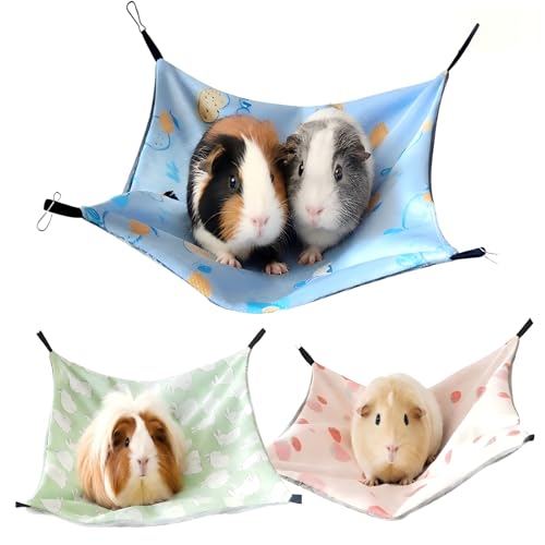 Fyhqwf 3 PièCes Hamacs Double Face pour Cochons d'Inde Et Hamsters - Accessoires pour Cage à Petits Animaux - Tapis Lapin - Convient Aux Furets, Planeurs à Sucre, Souris, Petits Animaux