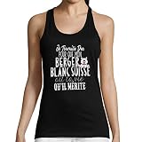Berger Blanc Suisse Débardeur Femme | Je Travaille Dur pour Que Mon Animal AIT la Vie qu'il mérite - Tee Shirt sans Manche Collection Chat, Chien - Humour Fun drôle L