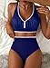 Herseas Bathing Suit for Women Tummy Control Fashion Bestselling Bikini Sets High Waisted Swimsuit 2026 Criss Cross Back 2 Piece Beachwear Outfits Navy Blue