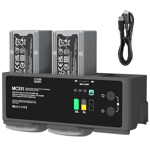 LIMETA Air 3s Battery Charger 200W Charging Station Hub for DJI Air 3 Series Accessories Intelligent Flight Batteries Plus Three-Channel Parallel with Discharge Storage LED Lighting