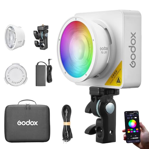 Godox ML100R Luz de Vídeo, 1800K-10000K CRI97+ TLCI98+ 14 Efectos RGB Continuous Light para Estudio/transmisión en Directo/Uso en Exteriores
