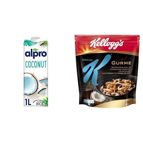 Alpro Hindistan Cevizi Bitki Bazlı İçecek 1 L ve Kellogg's Special K Gurme Kavrulmuş Hindistan Cevizi Dilimi, Bitter Çikolata Parçalı Kahvaltılık Tam Buğday, Pirinç Gevreği 300 Gr