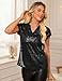 Black Tops for Women Fall Fashion V Neck Short Sleeve Club Blouse Dressy Solid Color 2025 Party Shirts Black M