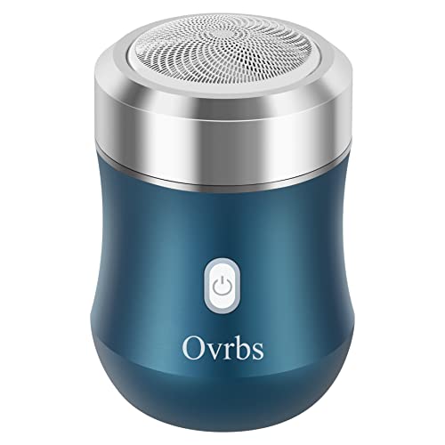 小型電気シェーバー アルミ合金ボディ 回転式 3枚刃 500mahバッテリー 2時間の充電で45日間使用可能 Type-C充電 IPX7防水 乾湿両用 水洗い可能 携帯用 旅行用 出張持ち運び便利 車内常備 電動ひげそり メンズシェーバー 髭剃り 電動シェーバー(ブルー)のサムネイル