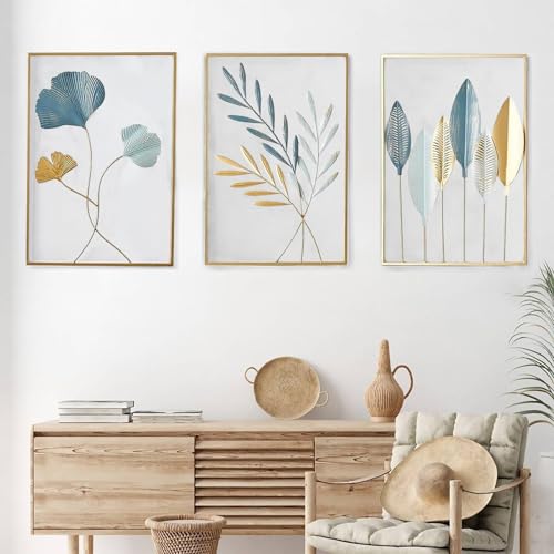 Yunlaishaocer Tableau Decoration Murale Chambre, 3 PCS Cadre Decoration Murale, Décoration Murale Metal Moderne, 3D Deco Murale Salon, pour Chambre à...