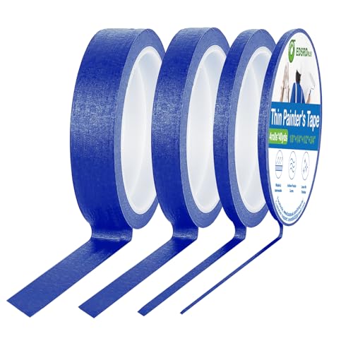 Image of EDSRDRUS Thin Painters Tape 1 /8, 1 /4, 1 /2,3 /4,1 inch Width 40 Yard Painter Tape Paint Tape Masking Tape, for DIY, Crafts and Art Paint Big Projects (Blue, 1 /8 inch+1 /4 inch+1 /2 inch+3 /4 inch X 4 Rolls)