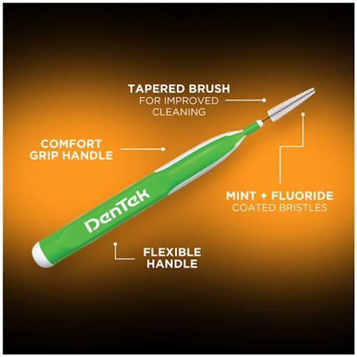 Image of DenTek Easy Brush Interdental Cleaners, Tight Between Teeth Brushes, Plaque Control, Dental Picks for Oral Care, Fresh Mint, 16 Count (Pack of 12)
