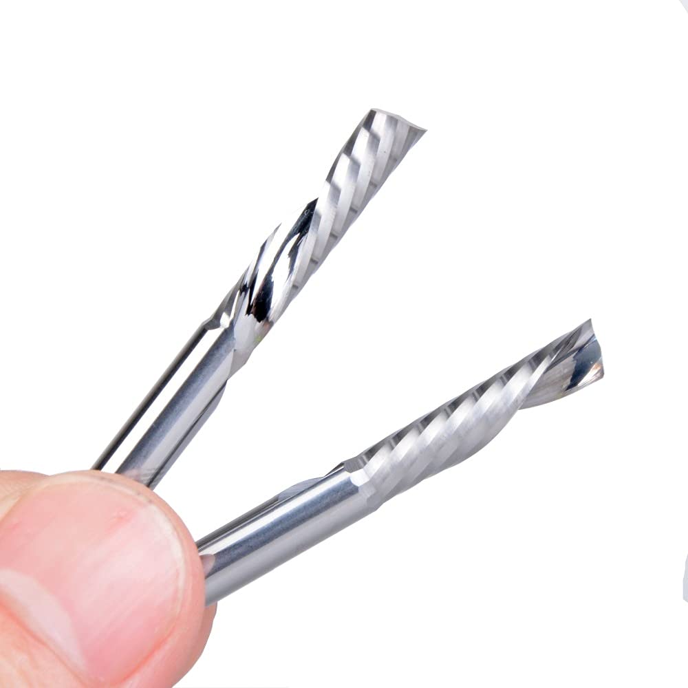 10 fresas de carburo 4 mm, fresa espiral izquierda, corte descendente, una sola flauta, CNC for nailon, resina, ABS, acrílico, PVC, MDF, madera dura(10Pcs 4X22)