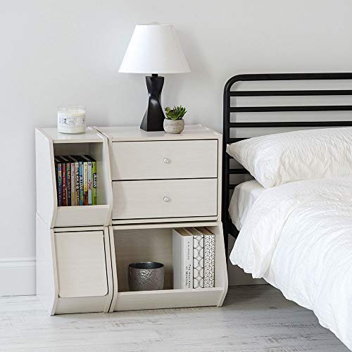 Image of IRIS USA 2-Drawer Modular Wood Stacking Storage Box, for Office Closet and Nightstand, Easy Assembly, Stacking Storage Boxes, White