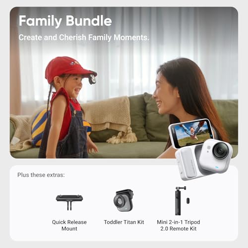 Image of Insta360 GO Ultra Family Bundle - Small 4K Vlogging Camera, Hands-Free, POV Cam, 1 /1.28 inch Sensor, 53g Lightweight, 156 FOV, 200 Min Battery Life, Magnetic Wearable Action Camera for Sports, Vlog