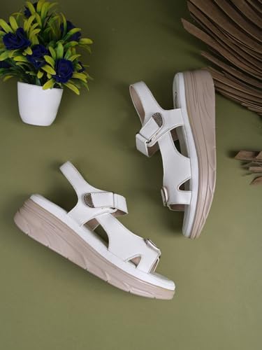Image of Shoetopia Women's Comfort Sandals | Lightweight Orthopedic Wedge Sandals with Adjustable Straps & Cushioned Sole for Casual Daily Footwear
