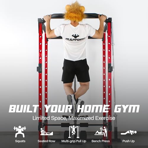 image for Mappding Power Cage, Power Rack with LAT Pulldown, Multi-Functional Sq