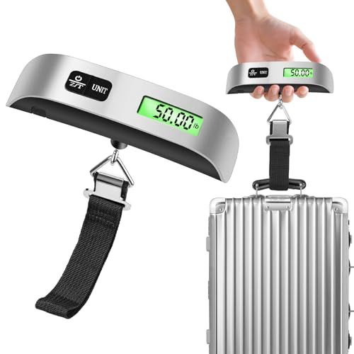 Digital Luggage Scale for Travel, Hanging Suitcase Weight Scale with High Accuracy ±0.35oz/10g, 110lb/50kg Capacity, Backlit Display, Auto-Lock, Portable Bag Scale to Prevent Overweight Fees