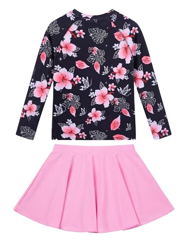 Image of Snowheart Girls Rash Guard Swimsuit Set Long Sleeve Bathing Suit Two Piece 3-12 Years