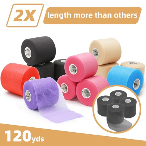 Image of OK TAPE Pre Wrap Tape (4-Rolls, 120 Yards) - Athletic Foam Underwrap for Sports, Protect for Ankles Wrists Hands and Knees, 2.75 Inches - Beige