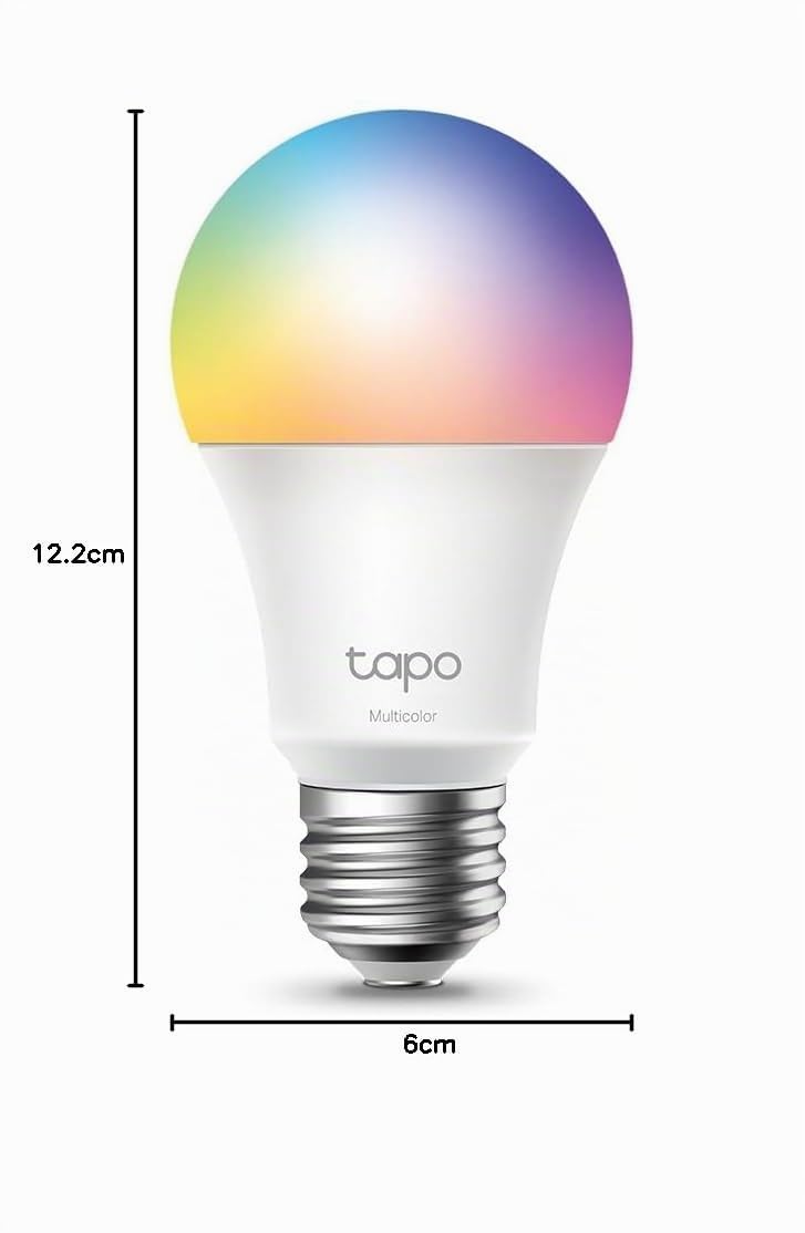 Tapo – Bombilla LED multicolor inteligente Wi-Fi, casquillo E27, compatible con Alexa y Google Home, 806 lúmenes, 8.3W, sin necesidad de concentrador, control remoto/app