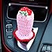 HOMEGYMFREE Crochet Shift Knob Cover, Universal Cute Handmade Strawberry Boho Car Accessories for Women, Car Shift Boots Knobs Cover Automotive Interior Fits Car Truck SUV (67#SC)