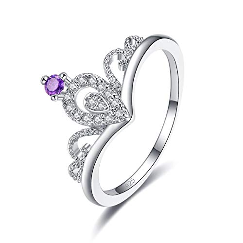 Emsione 925 Sterling Silver Plated Created Amethyst Womens Ring Best for Women Men, 7, Rose Gold