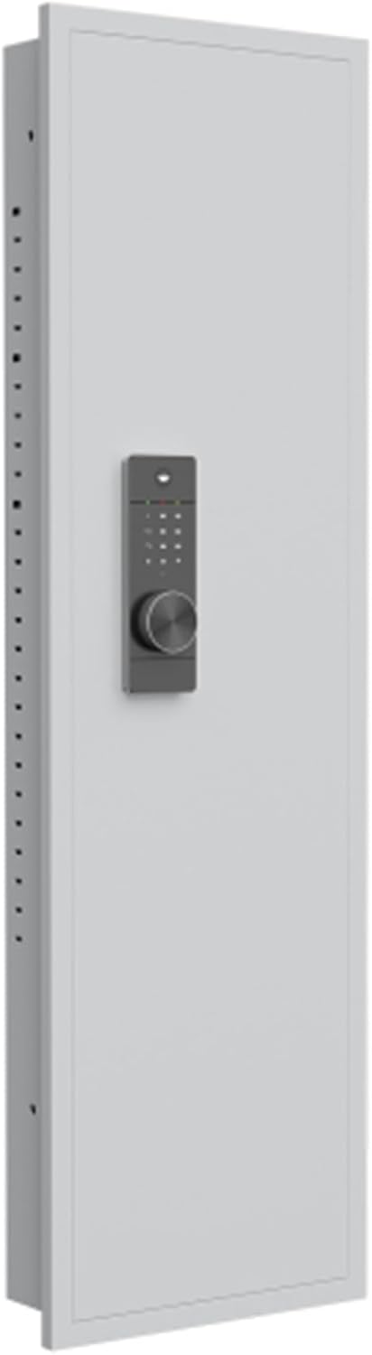 53" Multifunctional Wall Safe, Touch Screen Built-in Wall Safe, Hidden Wall Gun Safe, Adjustable Shelves, Assembled Storage Multifunctional Wall Safe for Guns and Valuables, White