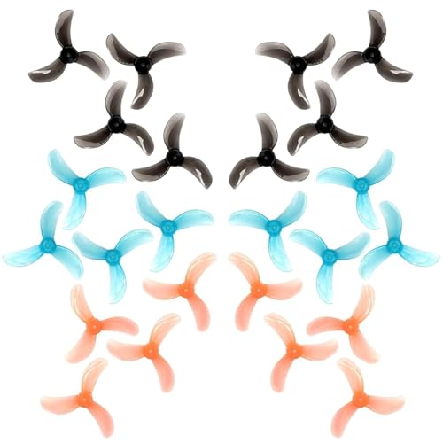 Gemfan 40mm 1608 3-Blade FPV Propellers with 1.5mm Center Hole for RC Freestyle Tiny Whoop Drones for 0802 1102 1103 Brushless Motors (Clear Blue, Clear Black, Clear Pink, 24pcs - 12CW 12CCW)