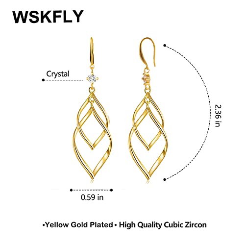 Wskfly Angel Wing Necklace, 18K Gold Plated Cubic Zirconia Pendant Necklaces, Gold Plated Dangle Earrings For Women, Classic Infinity Diamond Earrings For Women #TOP5