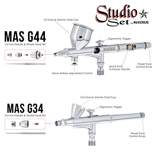 Aérographe Master G65 Studio kit complet avec 6 pochoirs différents modèles - 3