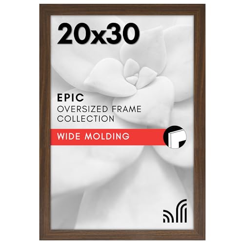 Image of Americanflat 20x30 Poster Frame - Mahogany Engineered Wood with Polished Plexiglass - Wide Picture Frame for Vertical or Horizontal Wall Display - Epic Collection - Mahogany