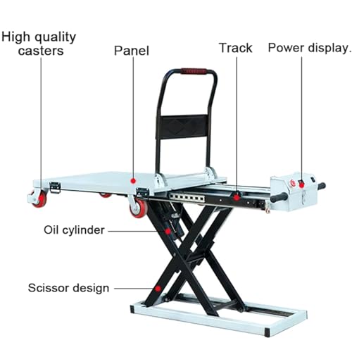 Hydrauliczny stół podnośnikowy podnośnik nożycowy wózek elektryczny z 4 kółkami do przenoszenia materiałów mały płaski wózek do łatwego transportu 300 kg Capaci38,6 \
