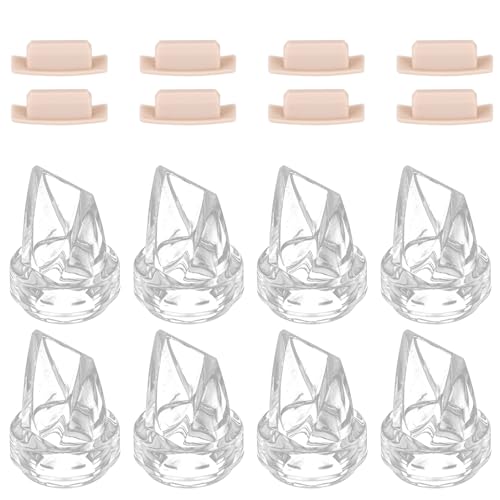 8pcs Replacement Valves & 8pcs Spout Caps for Eufy Wearable Breast Pump E10/S1/S1 Pro, Soft Silicone Dustproof Breast Pump Parts
