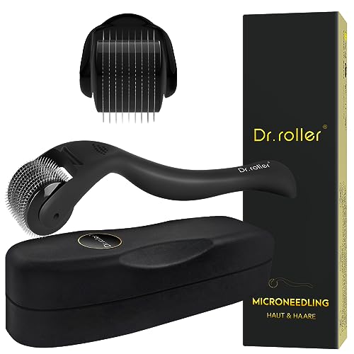 Dr.roller Dermaroller 1mm, Bartroller Bartwuchs, Dermaroller Haare Kopfhaut, Derma Microneedling Roller mit 540 Titan-Nadeln Stimuliert Bart- und Haarwachstum