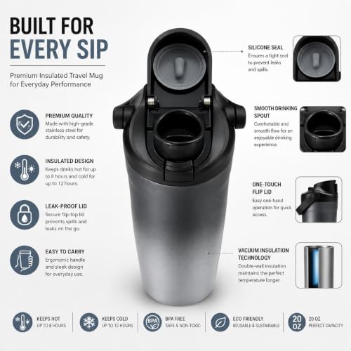 Image of CYNVEXA Personalized with Your Name, Tumbler with lid and Straw 1200ML Cup Stainless Steel Vacuum Insulated Tumbler for Water, Iced Tea or Coffee 1.2L Office Gym Travelling (Black to Gray)