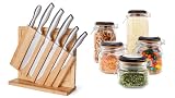EatNeat 8-PC Stainless Steel Chef Knife Set w/Bamboo Cutting Board & 5-PC Airtight Glass Kitchen Can
