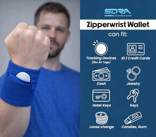 Image of Suddora Zipper Wrist Pouch - Sweatband /Wristband Wallet for Keys, ID, Cards, Cash