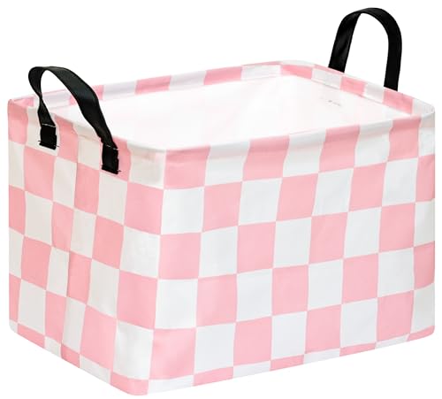 Image of Kids Storage Basket Gift Basket for Girls Toy Organizer Nursery Bedroom Decor Waterproof Lined with Handles Pink Laundry Hamper