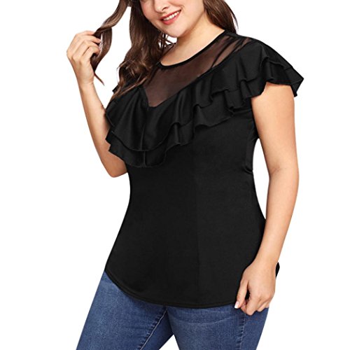 Camisetas Sin Hombros Mujer Tallas Grandes ??Xinantime Camisetas Mujer Fiesta Camisetas Mujer Verano Blusa Mujer Elegante Camisetas Mujer Manga Corta Algodón Camiseta Mujer (XXXXXL, Negro)