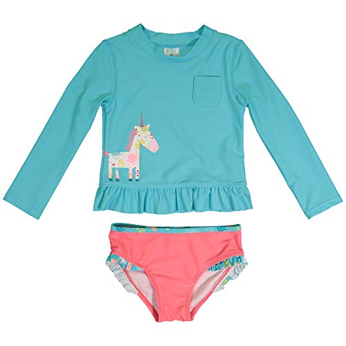Image of KIKO & MAX Girls Swim Suit Set with Long Sleeve Rashguard Swim Shirt
