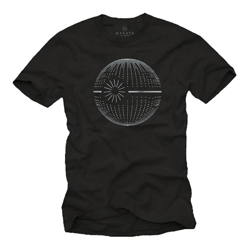 MAKAYA Maglietta Uomo con Stampa Stella Puntinata Sci Fi Tshirt Divertente Retro Spazio Idea Regalo per Nerd Gamer Ragazzi e Bambini Nero XL