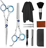 Tijeras de Peluquería Profesional,Juego de Tijeras de Pelo de Acero Inoxidable con Capa de Barbero y Peine, Tijeras para...