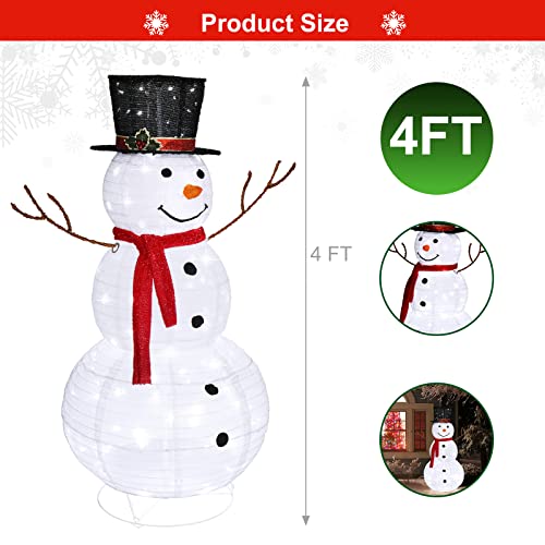 Vingli VLDF152 Snowman Outdoor Christmas Decorations With 90 Led Lights, Lighted Snowman With Top Hat Holiday Ornaments Yard Decor thumb #4