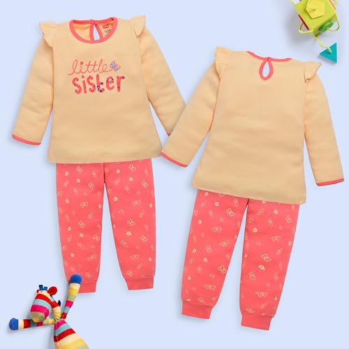 Image of LuvLap Baby Girls 100% Cotton Full Sleeve Top & Pyjama Sets, Pack Of 02