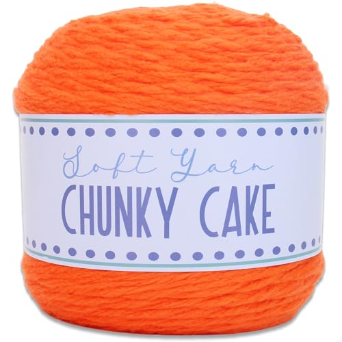 Image of ThreadArt Chunky Yarn Big Cake, 300g (316 Yards - Orange 18 | Super Bulky #6 for Hand Knitting & Crocheting - 100% Soft Acrylic for Blanket Yarn