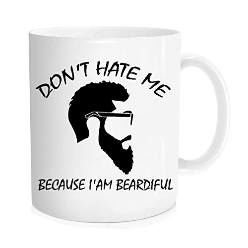 Funny coffee mug - Don't Hate Me Because I'm Beardiful Mug/Bearded Men Mug/Beautiful Beard/Manly/Funny Beard Gift For Him/Black Beard/Cute Man Mug - 11 oz Novelty Mug