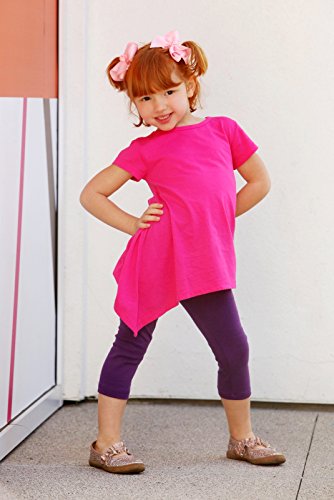 City Threads Girls' Shark Bite Short Sleeve Tunic Top Blouse Shirt Stylish Modern All Cotton for Sensitive Skins SPD Sensory Friendly, White, 103