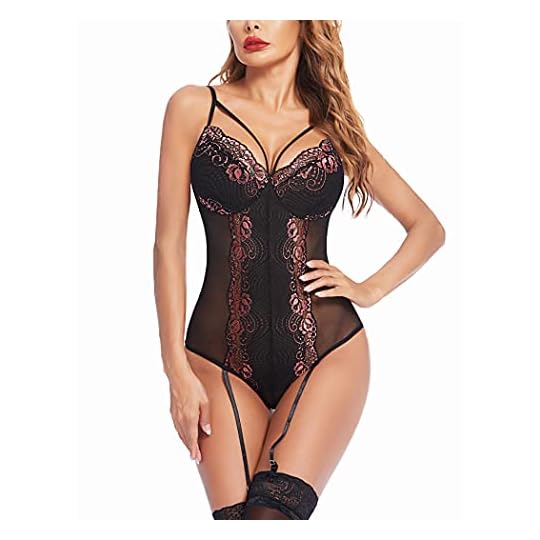 
                            wearella Women Lingerie Teddy Bodysuit with Garter Belt Lace garter lingerie set
                        
