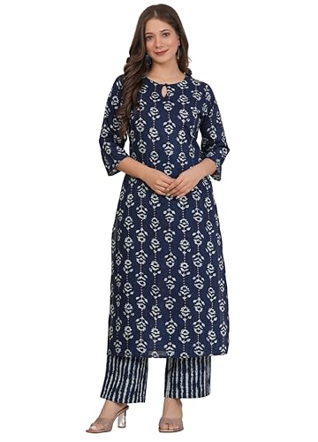 rytras Women Woman Pure Cotton Printed Straight Kurta Sets with P...