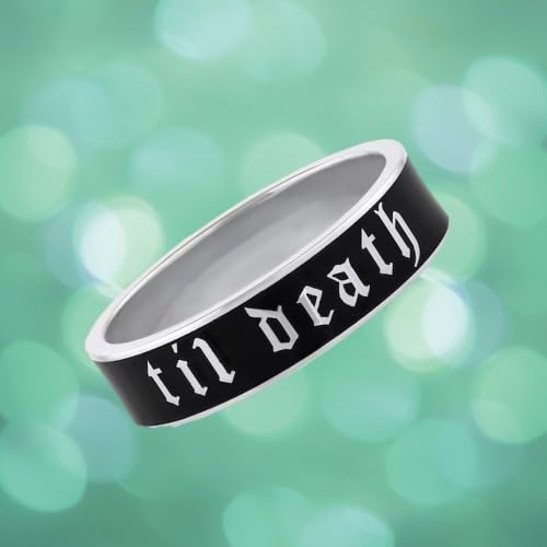 4mm Wide Til Death White Enamel Band Ring, Personalized Band, Anniversary Wedding Ring, Promise Ring, Stacking Band - 925 Sterling Silver3