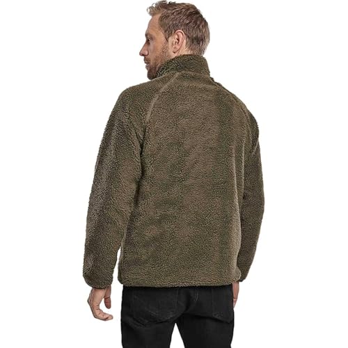 Image of Brandit Individual Wear Men's Teddy Fleece Cold-Weather Outdoor Quarter Zip Jacket with Chin Guard & Wind Protection Strip