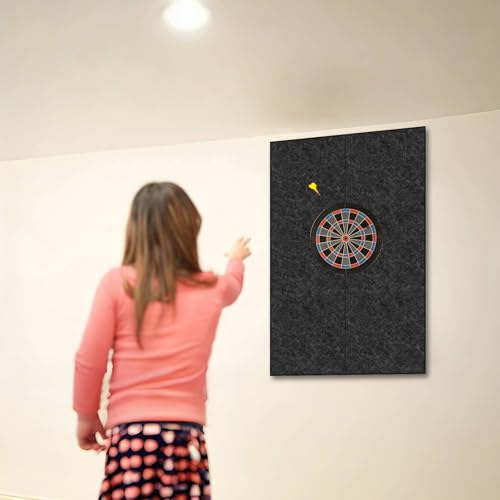 Behogan Filz Dartboard Wandschutz: Selbstklebende Schutzmatte Schwarz, 60x90cm Wandschutz für Dartspiel für Dartboard, Filz-Wandfliesen, Kork-Rückseite (Schwarz)