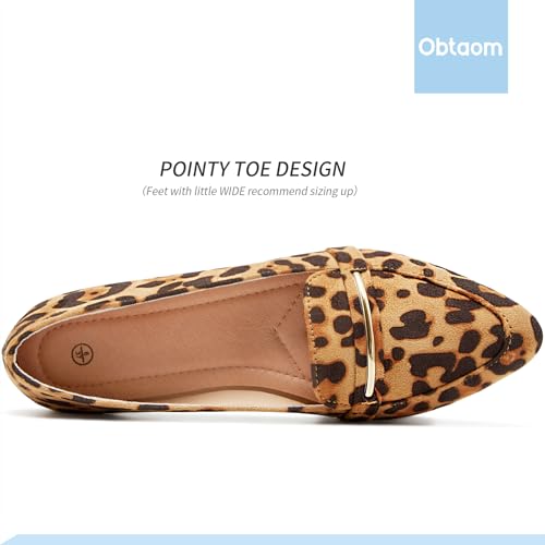 Obtaom Women's Pointy Toe Loafer Flat Comfortable Faux Suede Work Shoes,Cute Penny Loafer Slip On Ballet Flat(Leopard Print,US9) by Obtaom - Used condition - Image 7